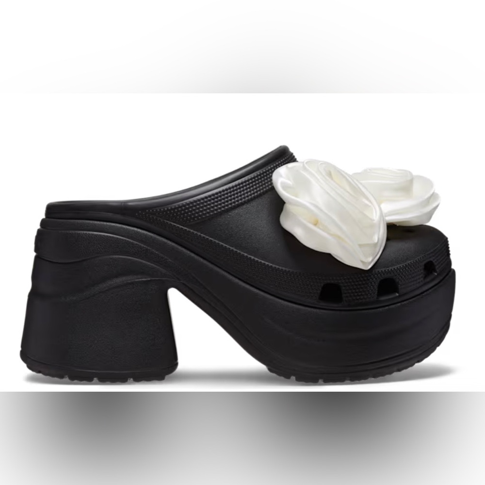 🌸NEW SIREN CLOG CROCS Rossette Black Women’s Size 8 With Tags. - Picture 8 of 11